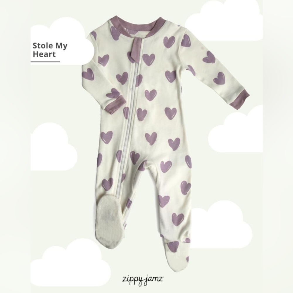 NWT Zippyjamz Stole my Heart footed pajamas 100% Organic Cotton